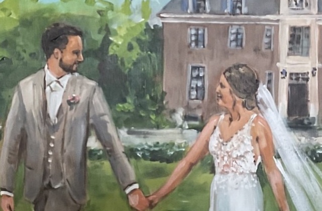 Bruidpaar bij kasteel ter Haar